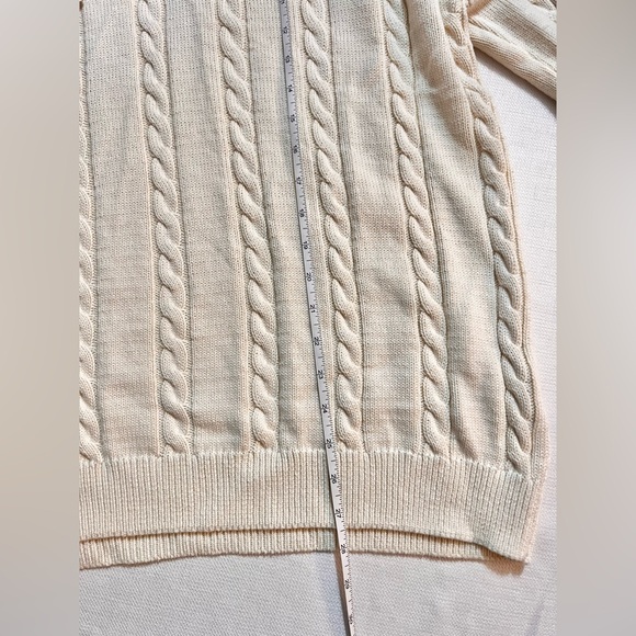 ZARA Women’s Cream Cotton Cable-knit Polo Dad Sweater with Zip Collar | XL NWT - Picture 11 of 13